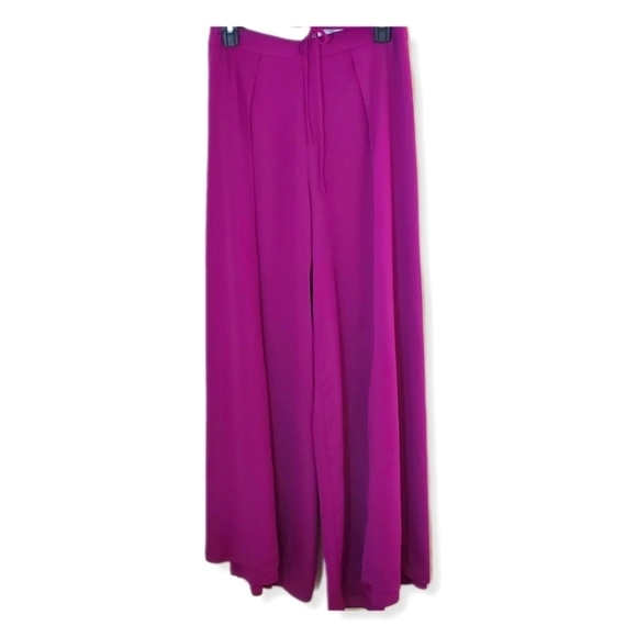 Lulus Magenta Flowy Wide Split Leg Boho Pants Sz L - Picture 1 of 13